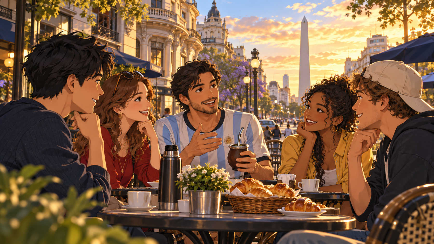 Friends learning Spanish together in Buenos Aires, Argentina