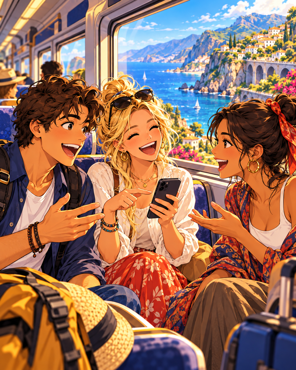 Friends traveling through Spain